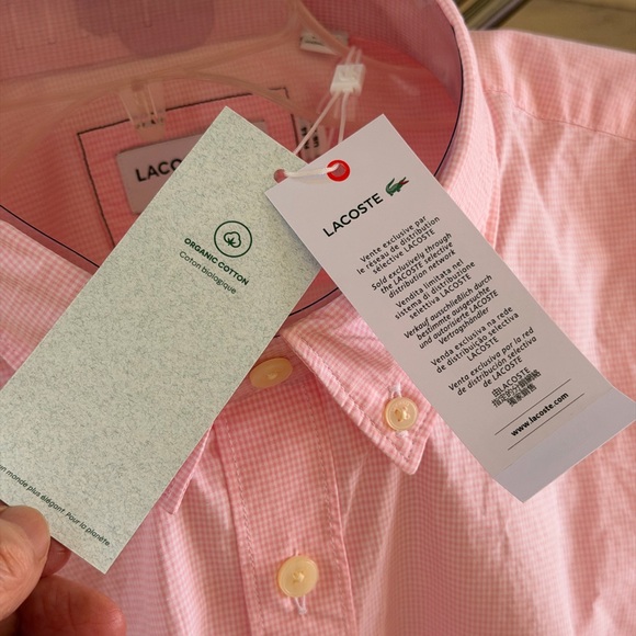 Lacoste Pink Gingham Button-Down Shirt - Picture 4 of 16